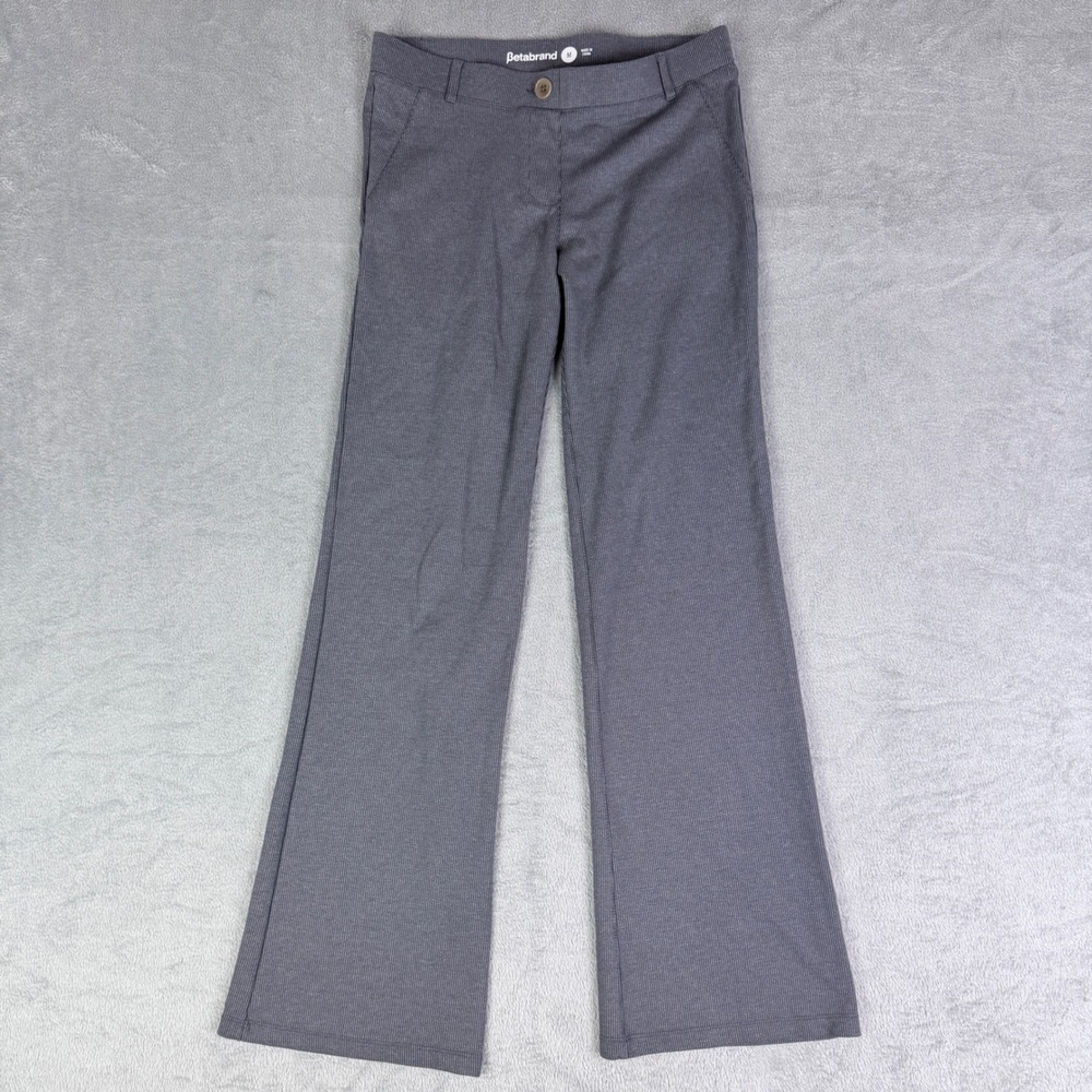Betabrand Dress Pant Yoga Pants Gray Ribbed Bootcut Work Trousers Womens Medium